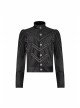 High Collar Front Metal Retro Button Bubble Sleeve Black Stripe Gothic Velvet Short Shirt