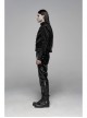 High Collar Front Metal Retro Button Bubble Sleeve Black Stripe Gothic Velvet Short Shirt