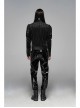 High Collar Front Metal Retro Button Bubble Sleeve Black Stripe Gothic Velvet Short Shirt