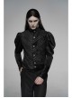 High Collar Front Metal Retro Button Bubble Sleeve Black Stripe Gothic Velvet Short Shirt