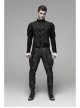 High Collar Front Metal Retro Button Bubble Sleeve Black Stripe Gothic Velvet Short Shirt