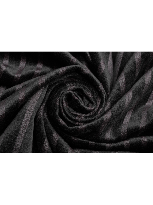 High Collar Front Metal Retro Button Bubble Sleeve Black Stripe Gothic Velvet Short Shirt