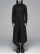 Irregular Collar Back Metal Eyelets Lace-Up Long Sleeve Black Gothic Long Shirt