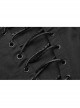 Irregular Collar Back Metal Eyelets Lace-Up Long Sleeve Black Gothic Long Shirt