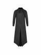 Irregular Collar Back Metal Eyelets Lace-Up Long Sleeve Black Gothic Long Shirt
