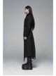 Irregular Collar Back Metal Eyelets Lace-Up Long Sleeve Black Gothic Long Shirt