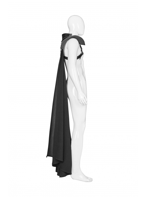 Metal Rivet Strap Leather Armor Black Punk Thin Shuttle Long Cloak