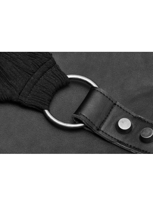 Metal Rivet Strap Leather Armor Black Punk Thin Shuttle Long Cloak