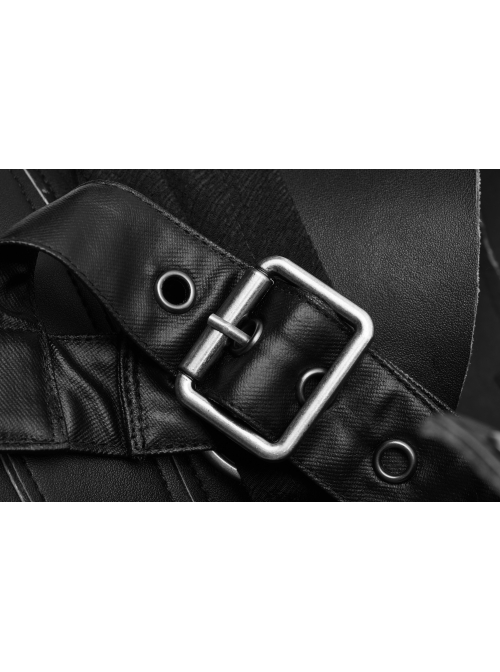 Metal Rivet Strap Leather Armor Black Punk Thin Shuttle Long Cloak