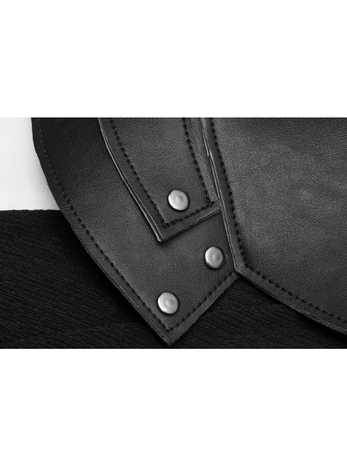 Metal Rivet Strap Leather Armor Black Punk Thin Shuttle Long Cloak