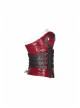 Metal Eyelets Strap Front Chest Zipper Back Waist Lace-Up Red Punk Patent Leather Corset