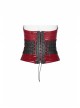 Metal Eyelets Strap Front Chest Zipper Back Waist Lace-Up Red Punk Patent Leather Corset