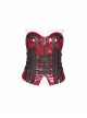 Metal Eyelets Strap Front Chest Zipper Back Waist Lace-Up Red Punk Patent Leather Corset