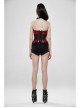 Metal Eyelets Strap Front Chest Zipper Back Waist Lace-Up Red Punk Patent Leather Corset