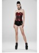 Metal Eyelets Strap Front Chest Zipper Back Waist Lace-Up Red Punk Patent Leather Corset