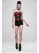 Metal Eyelets Strap Front Chest Zipper Back Waist Lace-Up Red Punk Patent Leather Corset