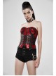 Metal Eyelets Strap Front Chest Zipper Back Waist Lace-Up Red Punk Patent Leather Corset