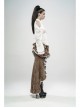 Off-Shoulder Front Chest Hollow-Out Crystal Pendant Flare Sleeve Back Waist Lace-Up White Gothic Chiffon Blouse