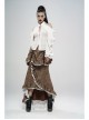Off-Shoulder Front Chest Hollow-Out Crystal Pendant Flare Sleeve Back Waist Lace-Up White Gothic Chiffon Blouse
