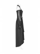 Off-Shoulder Front Chest Lace-Up Lantern Sleeve Black Punk Chiffon Halter Long Dress