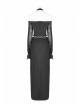 Off-Shoulder Front Chest Lace-Up Lantern Sleeve Black Punk Chiffon Halter Long Dress