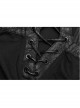 Off-Shoulder Front Chest Lace-Up Lantern Sleeve Black Punk Chiffon Halter Long Dress
