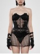 Three-Dimensional Decals Back Waist Lace-Up Black Gothic Embroidery Mesh Corset