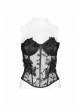 Three-Dimensional Decals Back Waist Lace-Up Black Gothic Embroidery Mesh Corset
