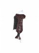 Off-Shoulder Front Chest Frill Lantern Sleeve Back Waist Lace-Up Black And Wine Red Punk Jacquard Retro Chiffon Blouse