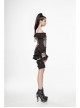 Off-Shoulder Front Chest Frill Lantern Sleeve Back Waist Lace-Up White And Wine Red Punk Jacquard Retro Chiffon Blouse
