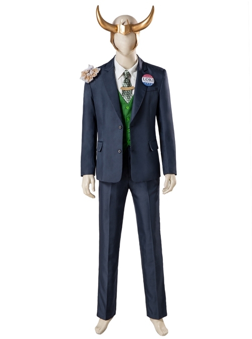 Loki Navy Blue Suit Halloween Cosplay Costume Set