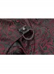 Leather Hasp High Collar Metal Rivet D-Buckle Cuff Wine Red Gothic Jacquard Short Tops