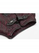 Leather Hasp High Collar Metal Rivet D-Buckle Cuff Wine Red Gothic Jacquard Short Tops