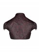 Leather Hasp High Collar Metal Rivet D-Buckle Cuff Wine Red Gothic Jacquard Short Tops