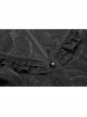 Stand-Up Collar Front Chest Frill Bubble Sleeve Shoulder Hollow-Out Strap Back Waist Lace-Up Black Gothic Light Jacquard Blouse