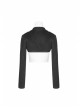 Shoulder Metal Retro Button Weave Strap Long Sleeve Black Punk Knit Short Coat