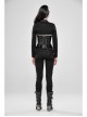 Shoulder Metal Retro Button Weave Strap Long Sleeve Black Punk Knit Short Coat