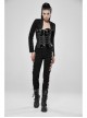 Shoulder Metal Retro Button Weave Strap Long Sleeve Black Punk Knit Short Coat