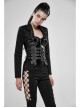 Shoulder Metal Retro Button Weave Strap Long Sleeve Black Punk Knit Short Coat