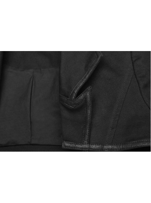 Shoulder Metal Retro Button Weave Strap Long Sleeve Black Punk Knit Short Coat