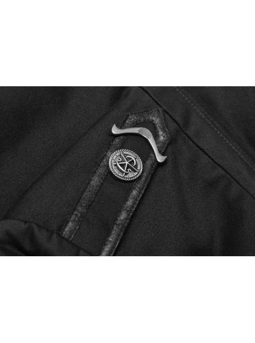 Shoulder Metal Retro Button Weave Strap Long Sleeve Black Punk Knit Short Coat