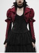 Front Retro Button Slit Lace-Up Long Sleeve Lace Cuff Red Punk Three-Dimensional Jacquard Short Coat