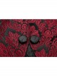 Front Retro Button Slit Lace-Up Long Sleeve Lace Cuff Red Punk Three-Dimensional Jacquard Short Coat