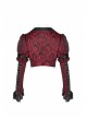 Front Retro Button Slit Lace-Up Long Sleeve Lace Cuff Red Punk Three-Dimensional Jacquard Short Coat