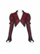 Front Retro Button Slit Lace-Up Long Sleeve Lace Cuff Red Punk Three-Dimensional Jacquard Short Coat