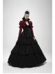 Front Retro Button Slit Lace-Up Long Sleeve Lace Cuff Red Punk Three-Dimensional Jacquard Short Coat