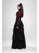Front Retro Button Slit Lace-Up Long Sleeve Lace Cuff Red Punk Three-Dimensional Jacquard Short Coat