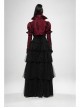 Front Retro Button Slit Lace-Up Long Sleeve Lace Cuff Red Punk Three-Dimensional Jacquard Short Coat