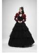 Front Retro Button Slit Lace-Up Long Sleeve Lace Cuff Red Punk Three-Dimensional Jacquard Short Coat