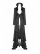 Stand-Up Collar Front Chest Hollow-Out Retro Button Back Stereo Lace Applique Black Gothic Jacquard Long Coat